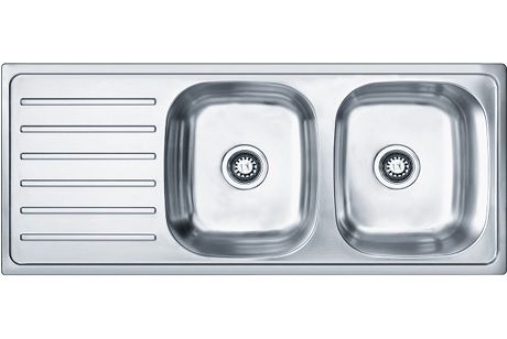 SS Double Bowl Sink With Drainboard